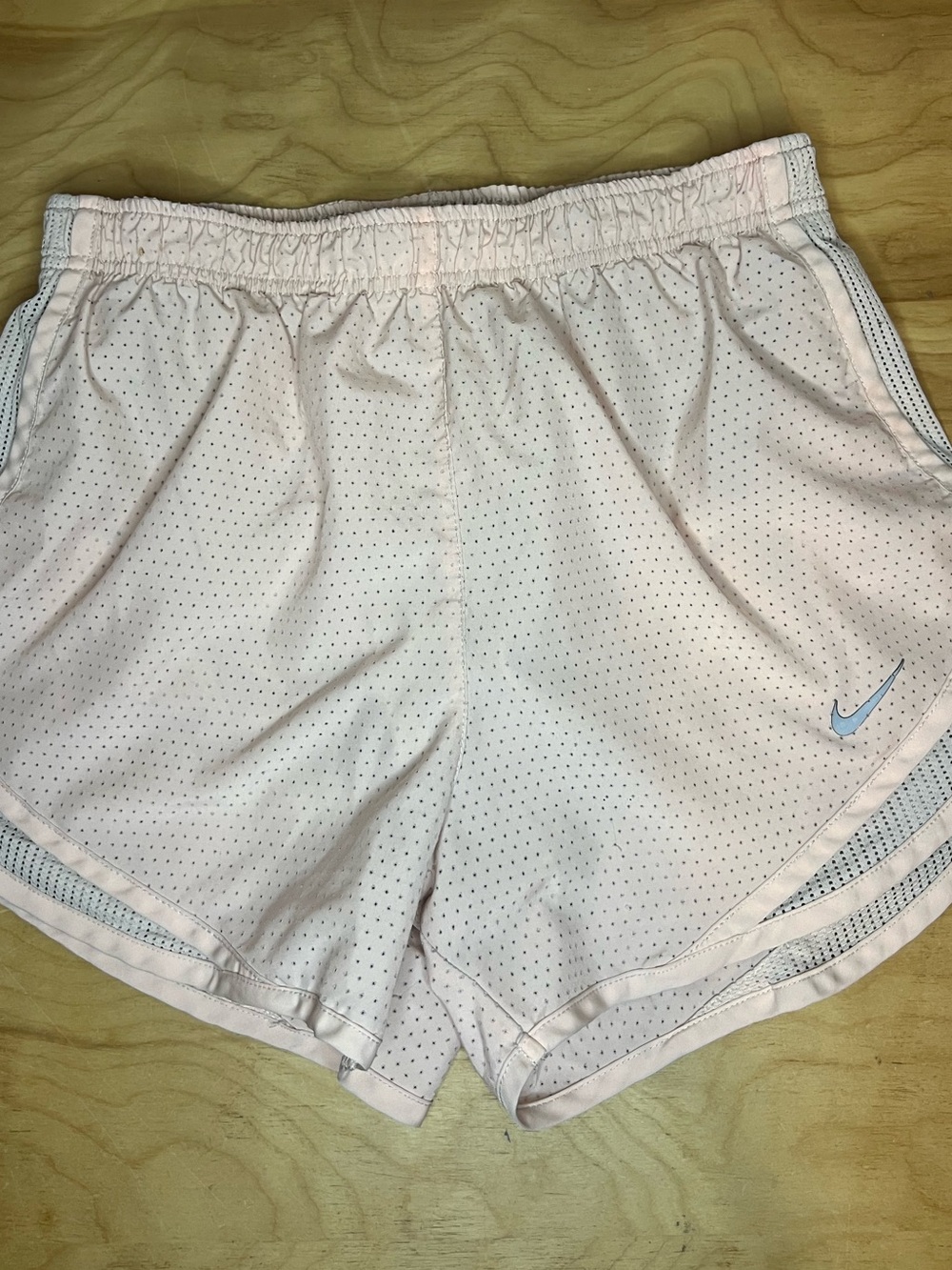 Nike Tempo Pale Pink, Gray Mesh Running Shorts